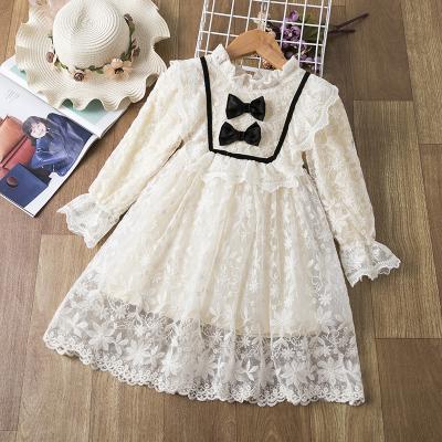 China New Fashion Toddler Girls Princess Dress Anti-Static Long Sleeve Ruffled Floral Lace Tulle Formal Dress For Infant Girls for sale