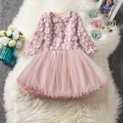 China Princess Girl Dress Anti-static High Quality Pink Rose Bridesmaids Dress Girls Tulle Dress Dress for sale