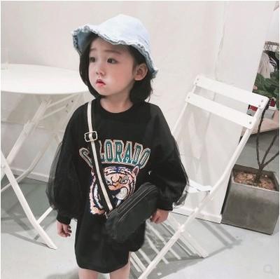 China New Fashion Girls Breathable Casual Spring Autumn Ruffled Lace Sleeve Cartoon Printed Hoodless Sweatshirts for sale