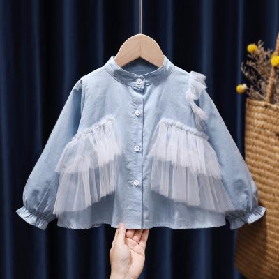 China Hot Sale Toddler Girls Boutique Girls Solid Tulle Lace Shirt Anti-Shrink Long Sleeve for sale