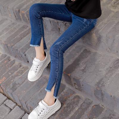 China New Fashion Girls Windproof Kids Casual Stretch Split Jeans Girls Jeans Denim Pants for sale