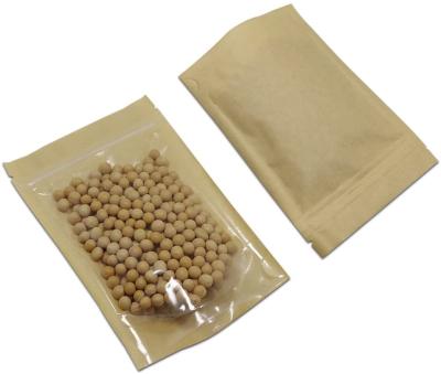 China Clear Recyclable Front Brown Kraft Paper For Plastic Doypack Bag Zip Lock Package Stand Up Pouch Zipper Lock Pouch Nuts Resealable Coffee for sale