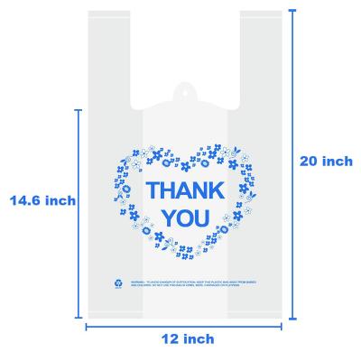 China Recyclable Custom HDPE Plastic T-shirt Logo White Plastic Custom Reusable Shopping Bag Biodegradable Plastic Grocery Bags for sale