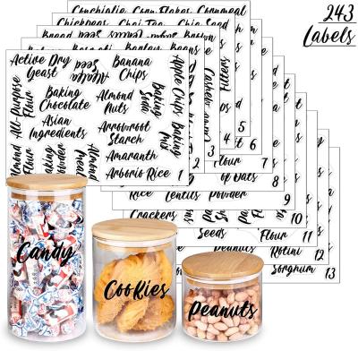 China Low MOQ Waterproof Custom Cursive Food Pantry Organization Label Sticker Jar Container Decals Set for sale