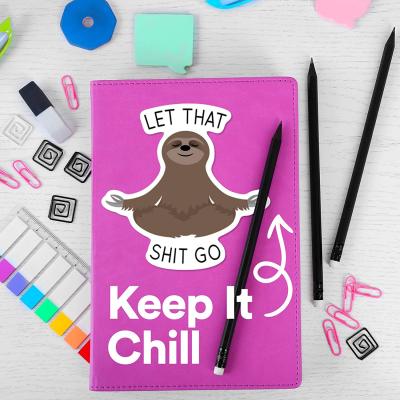 China Wholesale Custom Waterproof Let That Shit Go Funny Meditating Sloth Sticker Vinyl 4