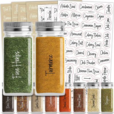 China Low MOQ Waterproof Custom Script Spice Labels Preprinted Spices Numbers Masks DIY Rack Organization Decals Logo Label Sticker Spice Jar for sale