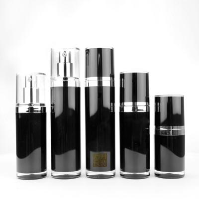 China Skin Care Cream Z-Y Cosmetic Acrylic Vacuum Bottle Black Cosmetic Pump Bottle for sale