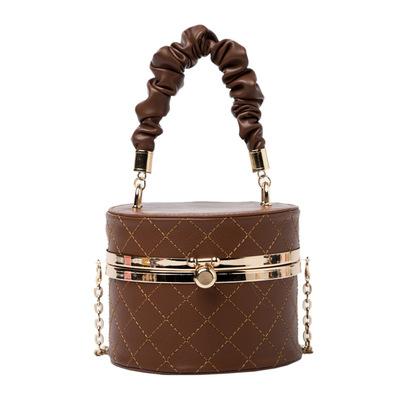 China High Quality New Arrival Brown Round Shape Lady's Cross - Ladies Leather Purse Tote Handbag Woman Cute Body Fashion for sale