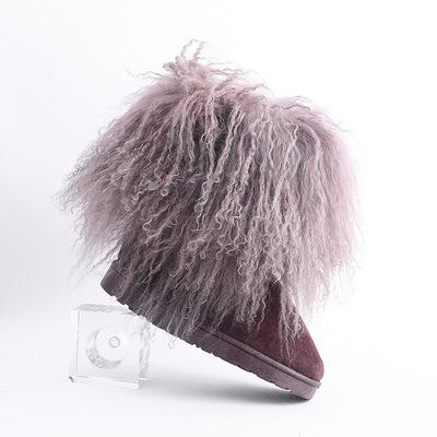 China Durable Hot Selling Ladies Winter Fur Ladies Fluffy Fur Designer Shoes Fashion Real Furry Snow Boots for sale