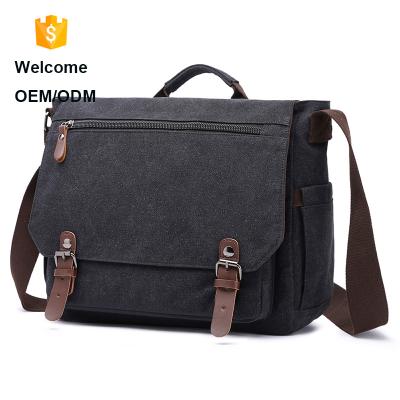 China Newspaper Used LOGO Satchel Sling Working Business Shoulder Bags Men Crossbody Canvas Laptop Briefcase Leather Towels Custom Messenger for sale