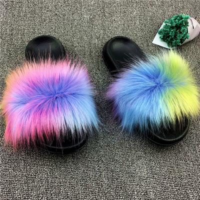 China High Quality Girls Anti Slippery Flip Flops Wholesale Slideser Brown Slides Slipper Faux Fur For Sale for sale