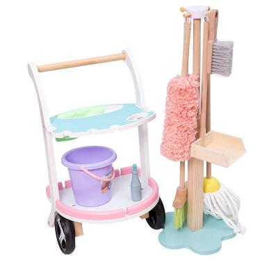 China Cook Tool Toys Wholesale New Fashion Easy Garden Wooden Bath Cleaning Tool For Toy Set Toddler Role Play Toys for sale