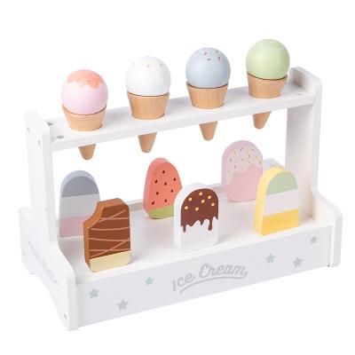 China Ice Cream Children's Wooden Toy Game House Simulation Macaron Ice Cream Shop Kitchen Birthday Gift for sale