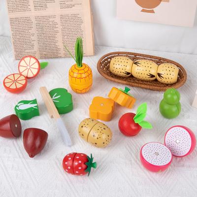 China Wooden Wooden Kitchen Toys Pretend Play Kids Kitchen Set Cut Magnetic Fruit Vegetable Food Children Toys Educational Toys for sale