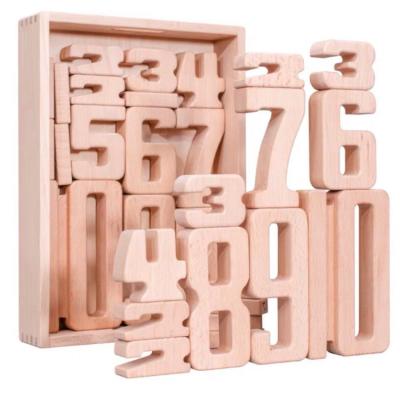 China Safety Math Digital Toys Number Building Block Baby Montessori Educational Natural Wood Balance Wooden Block Toys For Children for sale