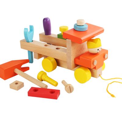 China New Beech Wooden Car Building Bolt Nuts Toys Multifunctional Children's Wooden Shape Blocks Nut Set Matching Car Toy For Children for sale