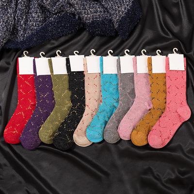 China 2021 new winter brand socks QUICK DRY famous gg sequins socks fashion cartoon designer casual socks for sale