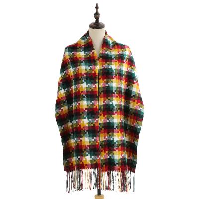 China Long 2021 New Plaid Scarf Women Winter Tassel Shawl Fashion Cashmere Long Street Warm Scarf Men for sale