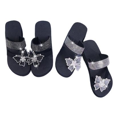 China CUSHIONING women's slippers rhinestone butterfly 2020 summer new Korean version of the net red set foot fairy sandals for sale