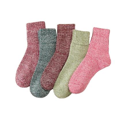 China Cashmere QUICK DRY socks autumn and winter new solid color thickened warmth ladies rabbit fur thongs ethnic style socks for sale