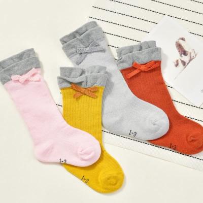 China New Double Needle Mouth Princess Socks Baby Breathable Stockings Luminous Bow Socks Children Silk Socks for sale