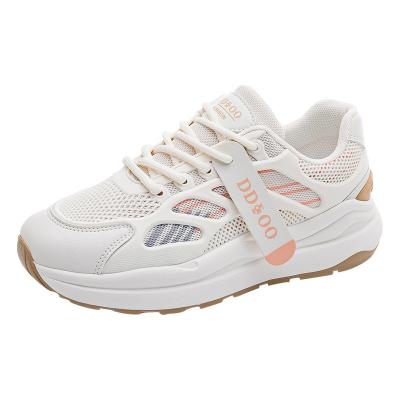 China Breathable Women's new summer trend, breathable round toe low-top sneakers, microfiber solid color white shoes for sale