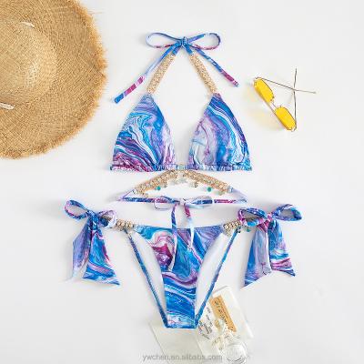 China Wholesale Breathable Swimwear Diamond Bikini Set Sexy 2 Piece Rhinestone Jeweled Women Swimwear Luxury Brazilian Swimsuit for sale