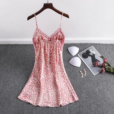 China Fashion Spring News Spring News Women's Leaf Print Sling Backless Dress Skirt Leopard Nightgowns Summer Nightgowns for sale