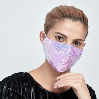 China 2020 Newest Bling Bling Pink Sequin Mask Kid Sequin Party Masks Handmade Christmas Mask With Filter Pocket for sale