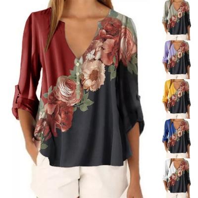 China 2020 Breathable Hot Selling Women's Casual Blouse Printed Latest Fashion Ladies Blouse Shirt for sale