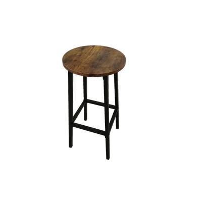 China Industrial Industrial Design 25.6 Inch - Brown Tall Rustic Bar Stools Steel Frame High Bar Wood Chair For Kitchen Dining for sale