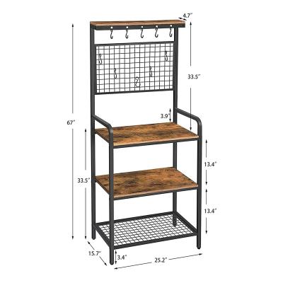 China Viable Metal Kitchen Room Wood Home Frames Heavy Duty Storage Display Wall Corner 3 Layer Kitchen Shelf Rack Rack for sale