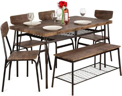 China Compile Modern Home Kitchen Design Steel Frame Furniture Wood Dining Table Set Simple Dining Table 4 Seater From China for sale