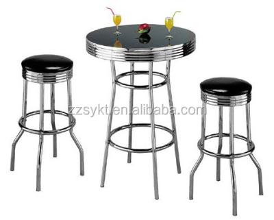 China Modern 3 Piece Chrome Bar Stools And Table Sets For Sale for sale