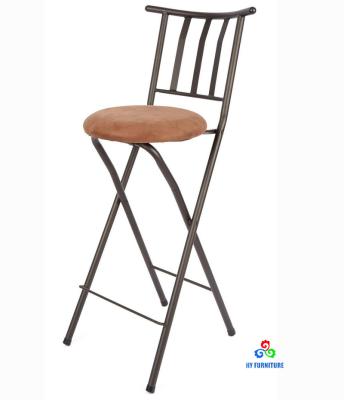 China Foldable Bar Stool Metal High Bar Stool Wooden Seat Chair With Back for sale