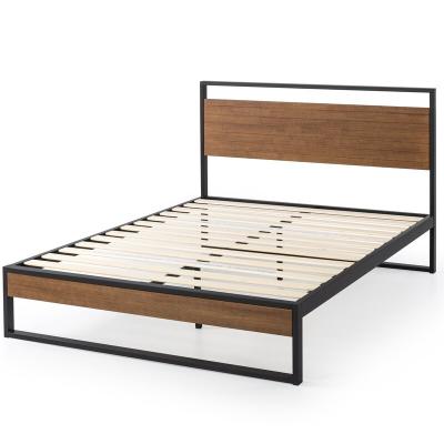 China Steel-Wood Foldable Modern Furniture Style Double Bed Easy To Install And Suitable For Bedroom for sale