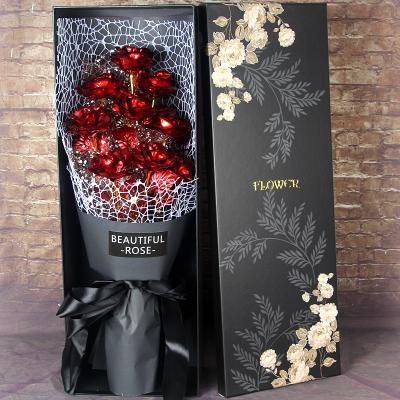 China Durable 24K Gold Foil Durable Rose Bouquet Valentine's Day Gift Ideas Roses Gift Box Packaging To Send Girlfriend Lover for sale