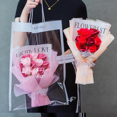 China New Lasting Valentine's Day Send Girlfriend Confession Gift Artificial Multi Color Soap Flower 11 Rose Bouquet With Gift Box for sale