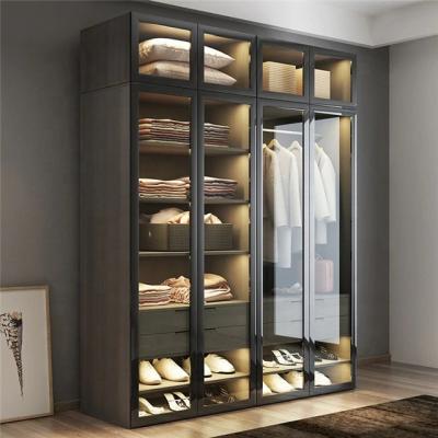 China Custom Italian Style Adjustable Modern Bedroom PA Glass Wardrobe (Size) Design for sale