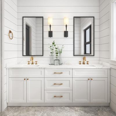 China Luxury PA Furniture Basin Vanity Sink PVC Storage Bathroom Cabinets And Bathroom Double Vanity Cabinet for sale