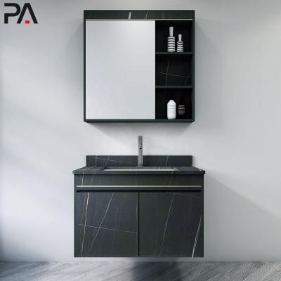 China PA Environmental Friendly Wholesale Luxury Bathroom Cabinet Set European Black Bathroom Vanity for sale