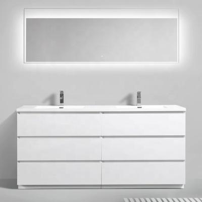 China Environmentally Friendly PA Luxury Modern Modular High End Waterproof Custom White Bathroom Vanity Cabinet for sale