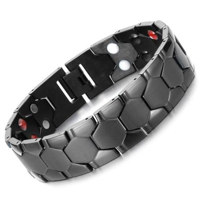 China MagEnergy Stainless Steel Men's Magnetic Bracelets Energy Bracelet Black Stainless Steel Therapeutic Bracelet for sale