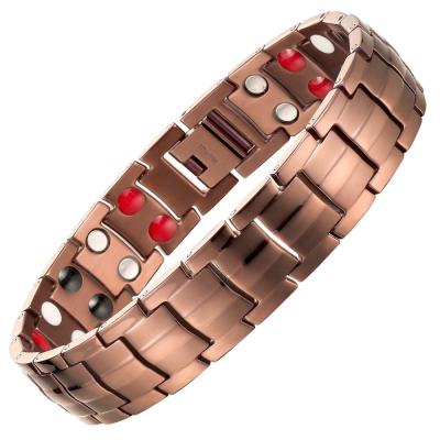 China MagEnergy CLASSIC Coffee Plated Color Mens Titanium Balance Bracelet 4 In 1 Bio Magnetic Titanium Bracelet for sale