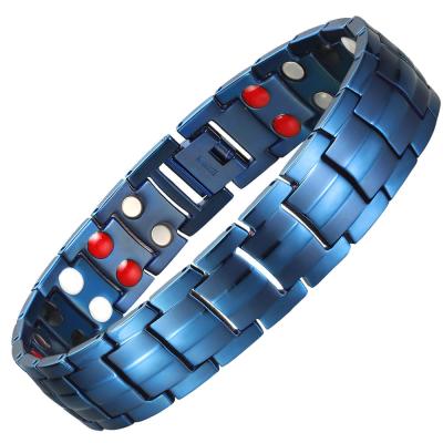 China CLASSIC Blue Color Germanium Arthritis Titanium Magnetic Bracelet Men MagEnergy Bracelet for sale