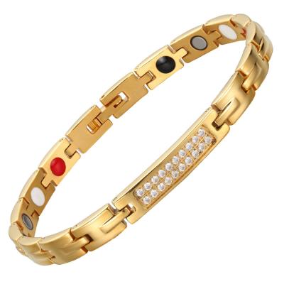 China MagEnergy 18K Gold Plating Bracelet CLASSIC Titanium Stone Titanium For Energy Bracelets Women for sale