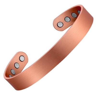 China MagEnergy Men's 12.5mm CLASSIC Flat Wide Cuff Bangle Pure Copper Bangles for sale