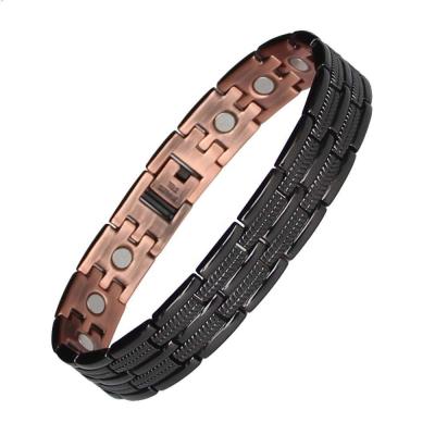 China MagEnergy Casual/Sporty Black Copper Bracelets For Men's Magnetic Link Copper Bracelet Chain Health Bracelet for sale