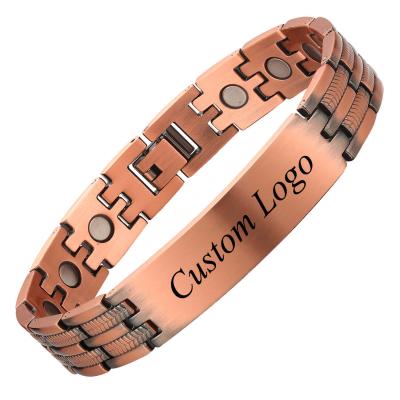 China MagEnergy Magnet Bracelet CLASSIC Pure Copper Custom Engraving Magnetic Men's Engraved Bracelet for sale