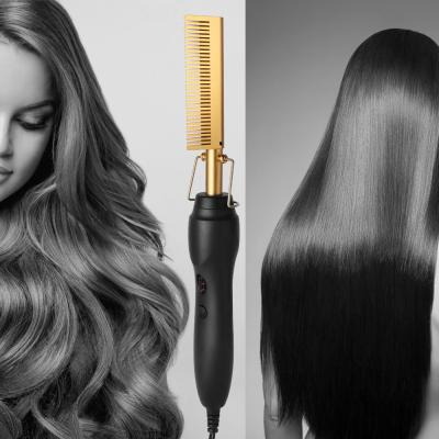 China Household Hot Heating Iron Smooth Comb Straightening Brush Curling Iron Multifunctional Hair Curler Comb Hair Straightener for sale